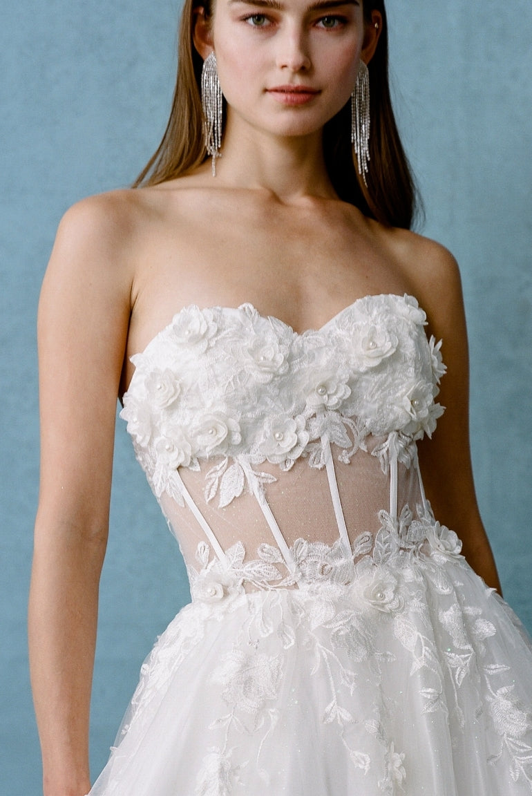 MEDI EMBROIDERY TULLE LACE DRESS ホワイト　S MEDI EMBROIDERY TULLE LACE DRESS ホワイトS