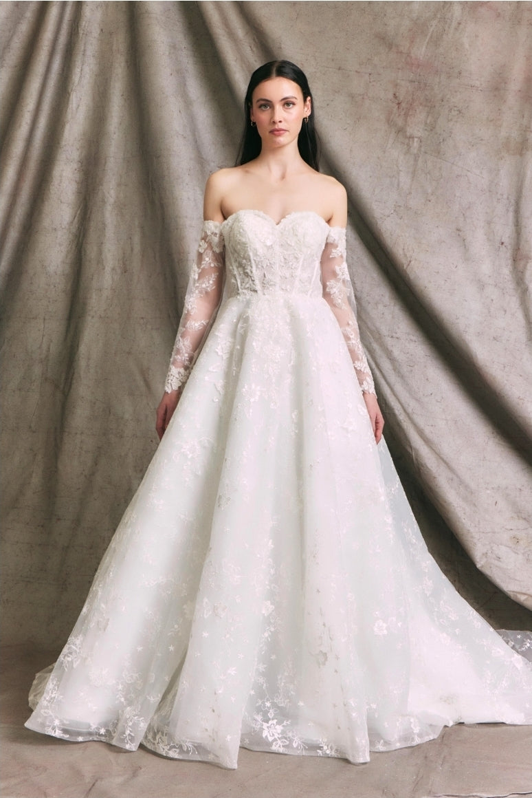 Bicici & Coty BGW2327 - Long Sleeve Sweetheart Gown Off White / XS