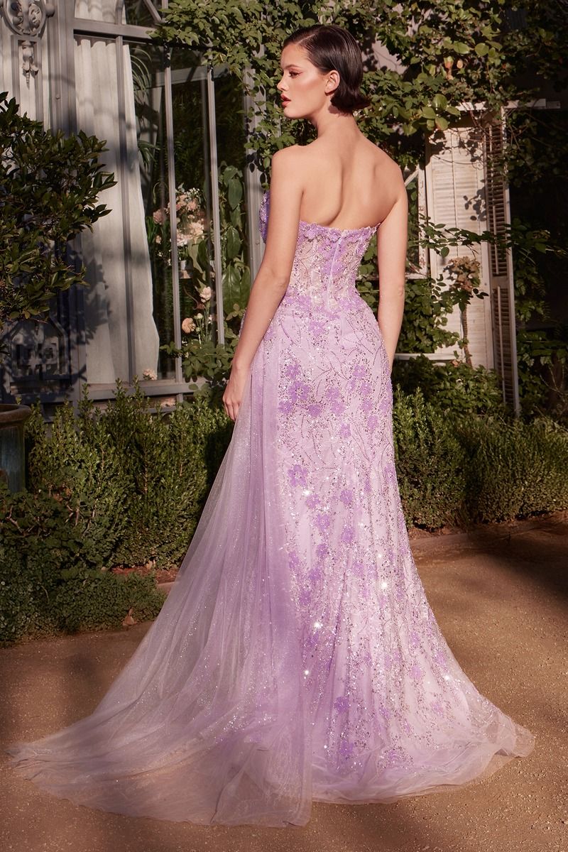 Andrea & Leo A1379 - Floral Motif Strapless Gown