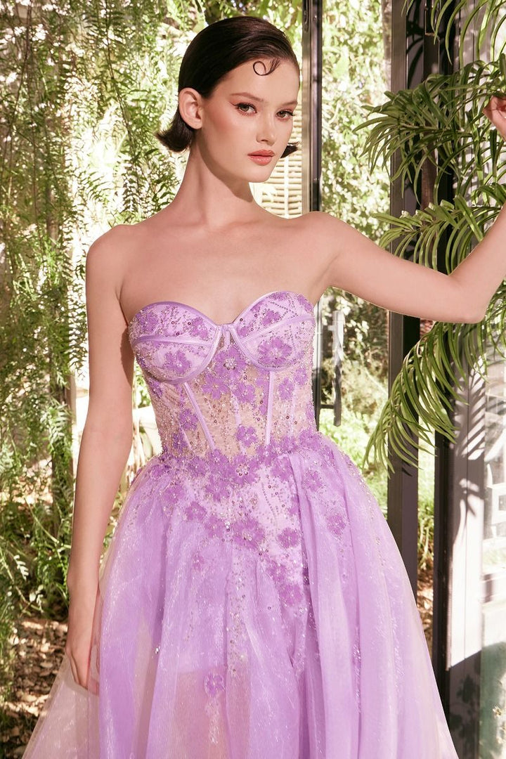 Andrea & Leo A1381 - Tulle Daisy Asymmetrical A-line Gown