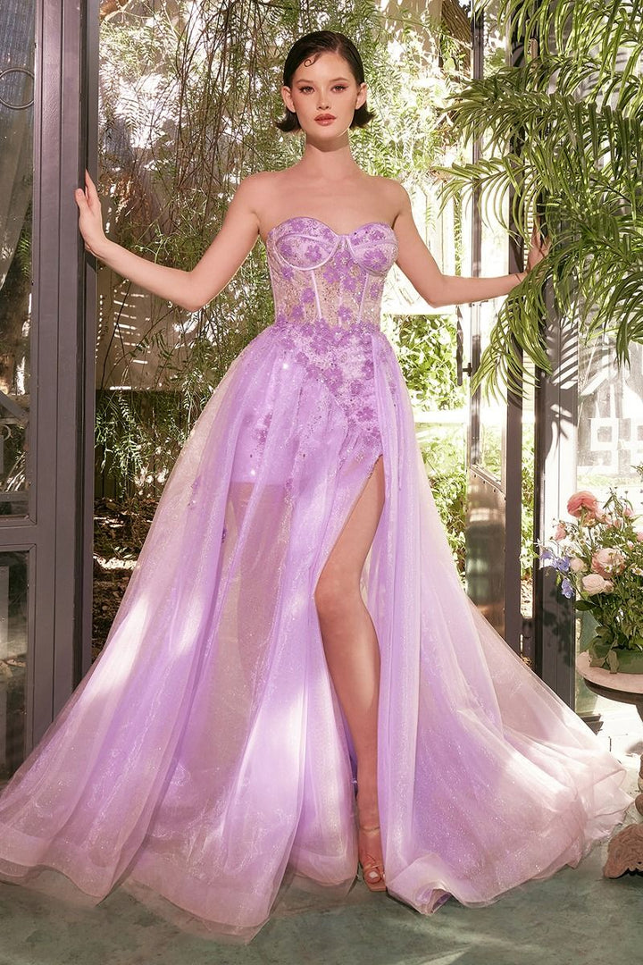 Andrea & Leo A1381 - Tulle Daisy Asymmetrical A-line Gown