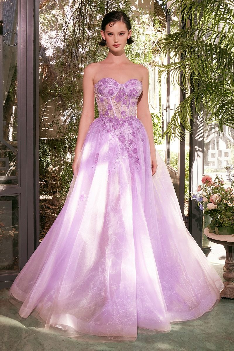 Andrea & Leo A1381 - Tulle Daisy Asymmetrical A-line Gown
