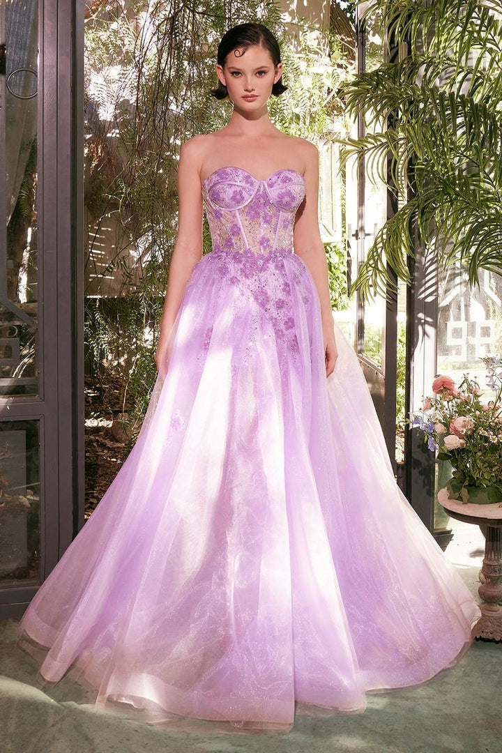 Andrea & Leo A1381 - Tulle Daisy Asymmetrical A-line Gown