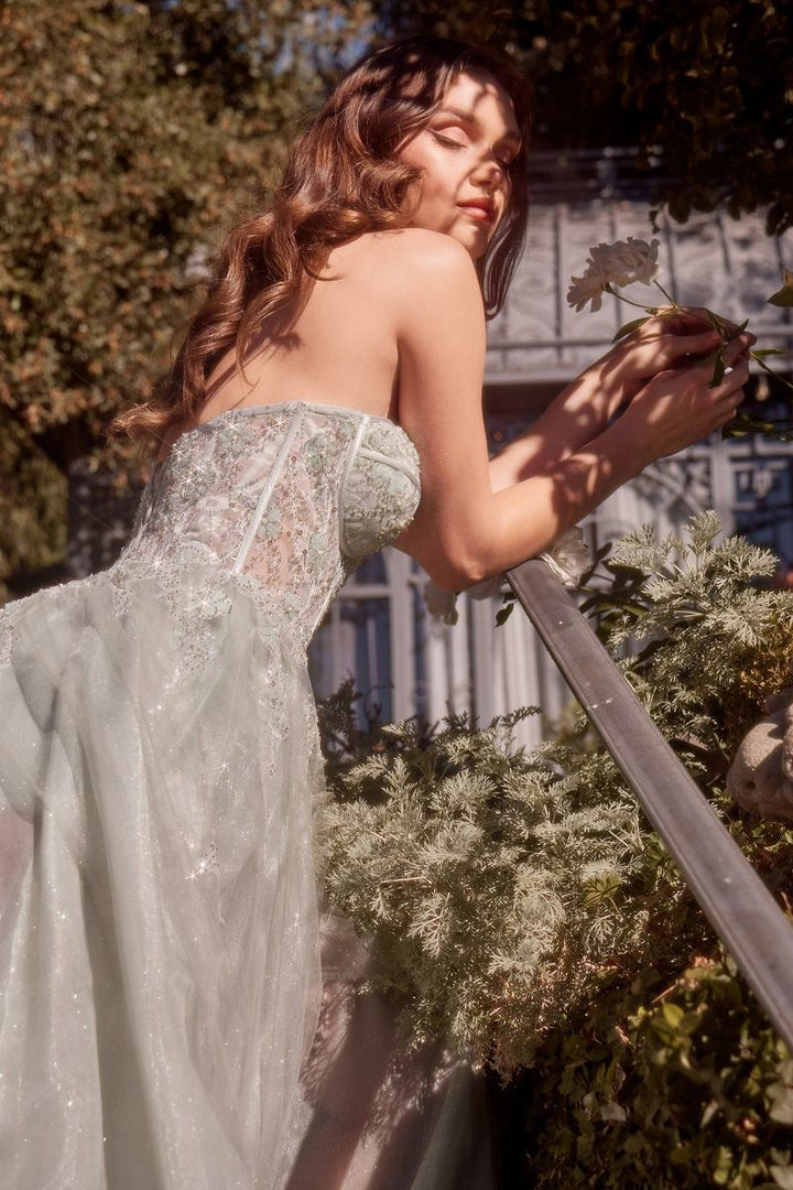 Andrea & Leo A1381 - Tulle Daisy Asymmetrical A-line Gown