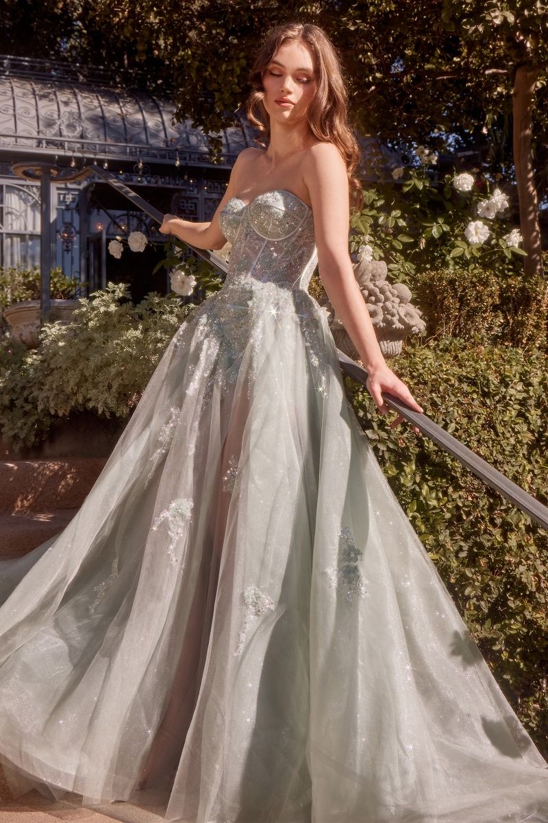 Andrea & Leo A1381 - Tulle Daisy Asymmetrical A-line Gown