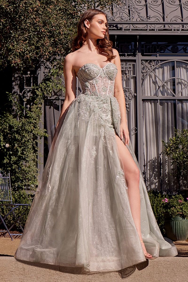 Andrea & Leo A1381 - Tulle Daisy Asymmetrical A-line Gown