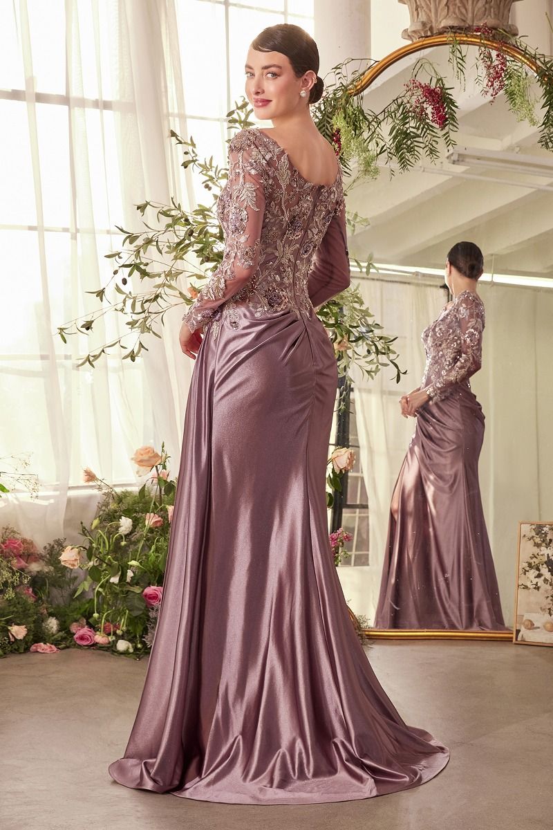 Andrea & Leo A1403 - Sequin Satin Skirt Gown