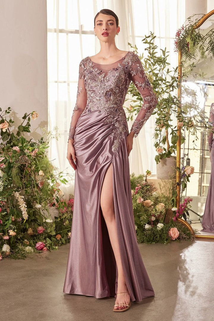 Andrea & Leo A1403 - Sequin Satin Skirt Gown