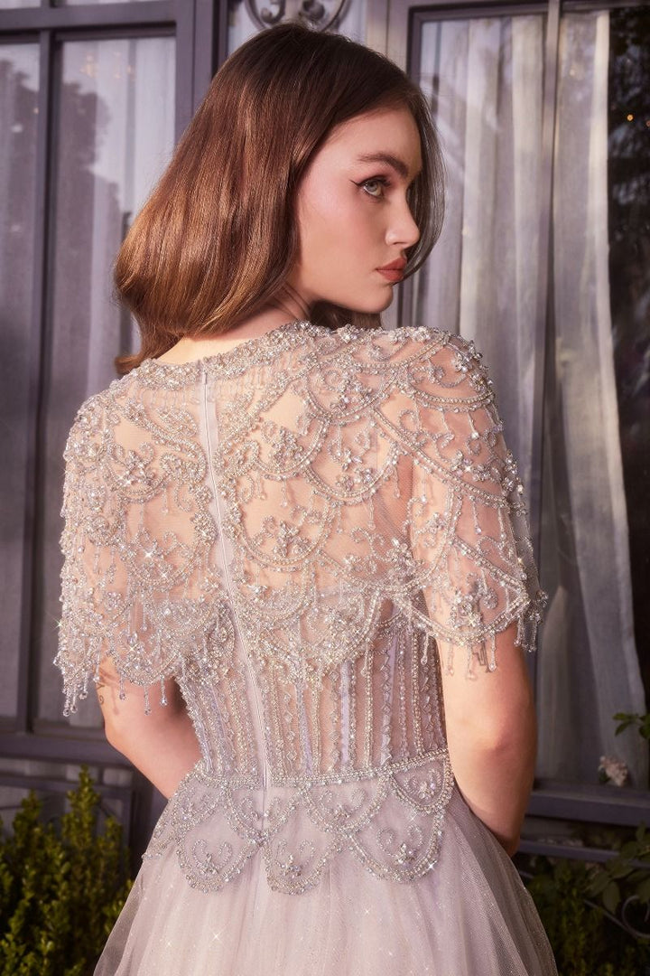 Andrea & Leo A1444 - Capelet Crystal Bead Gown