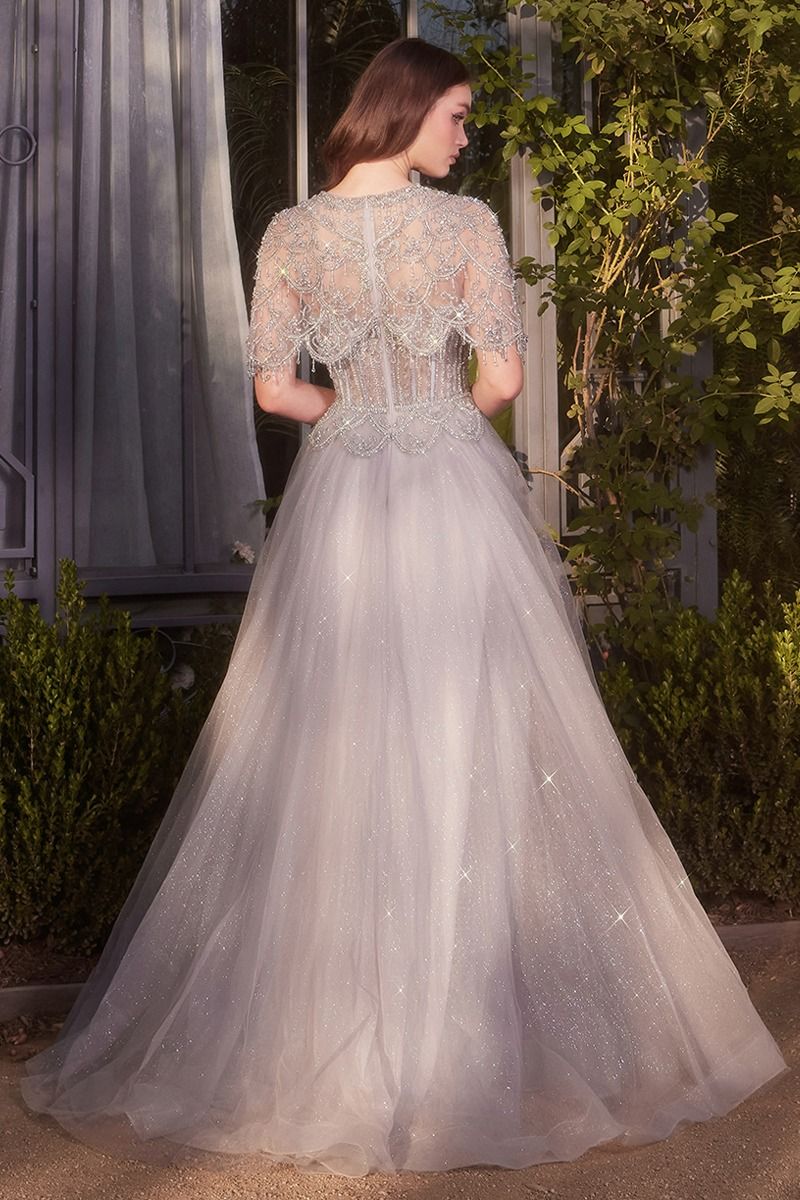 Andrea & Leo A1444 - Capelet Crystal Bead Gown