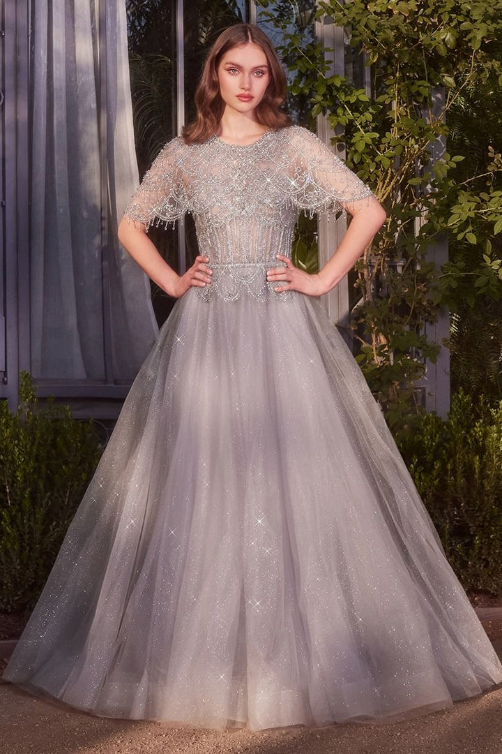 Andrea & Leo A1444 - Capelet Crystal Bead Gown