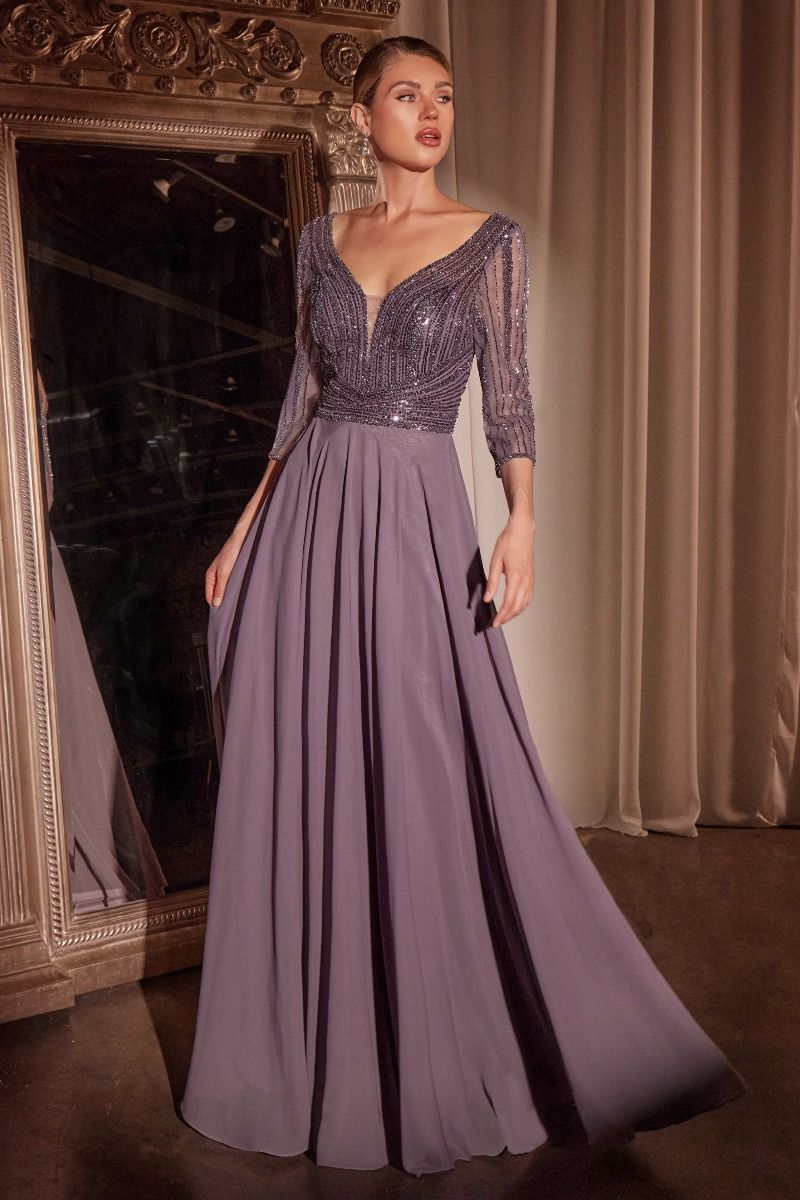 La Divine CC446 - Three Quarter Chiffon Dress