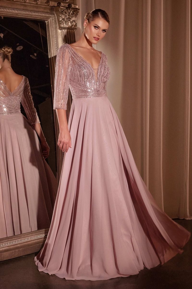 La Divine CC446 - Three Quarter Chiffon Dress