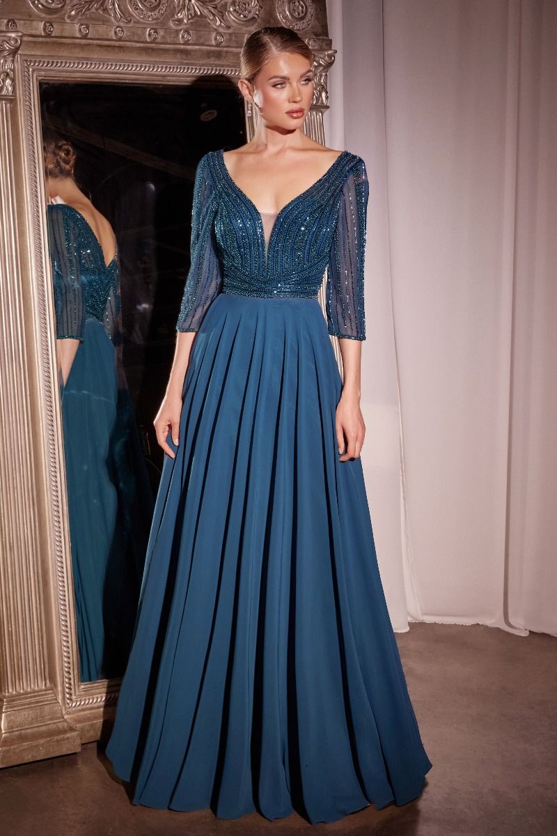 La Divine CC446 - Three Quarter Chiffon Dress
