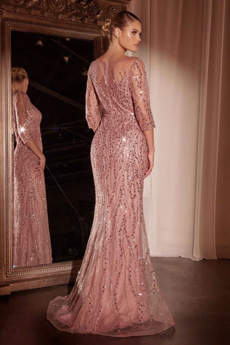 La Divine CD0105 - Long Sleeve Sequin Gown