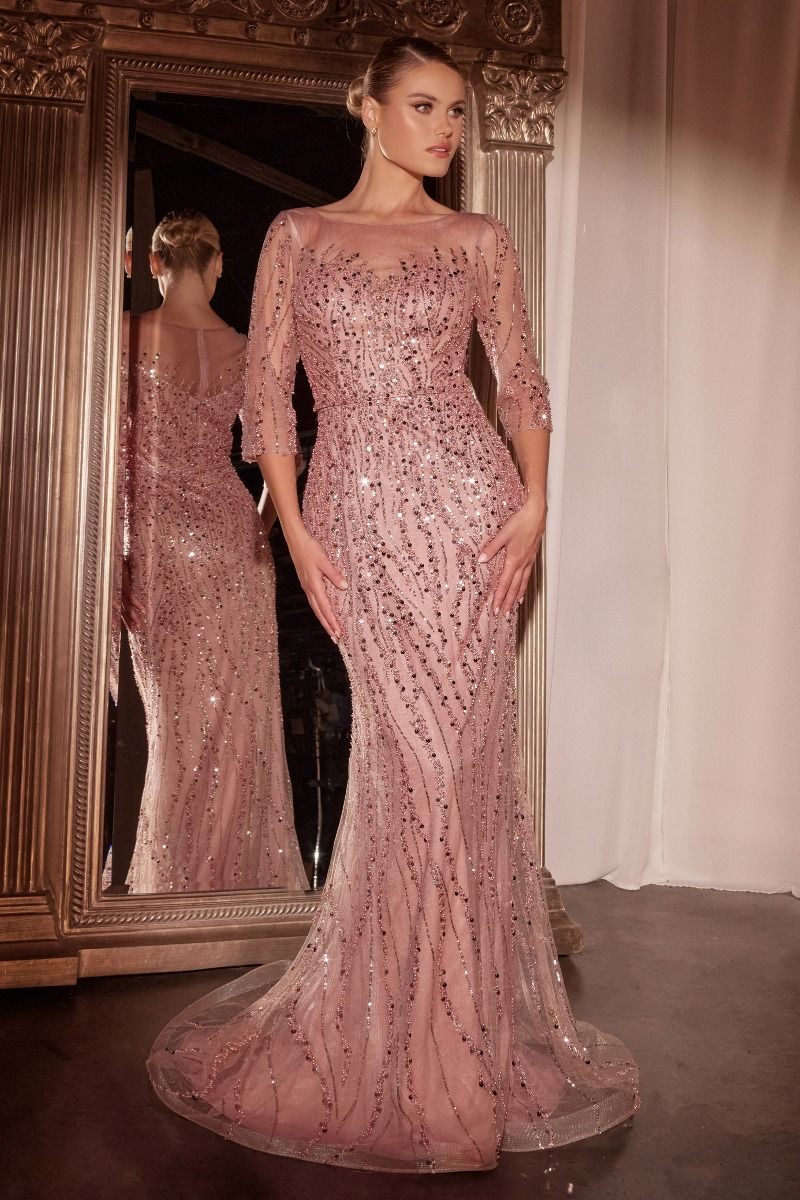 La Divine CD0105 - Long Sleeve Sequin Gown