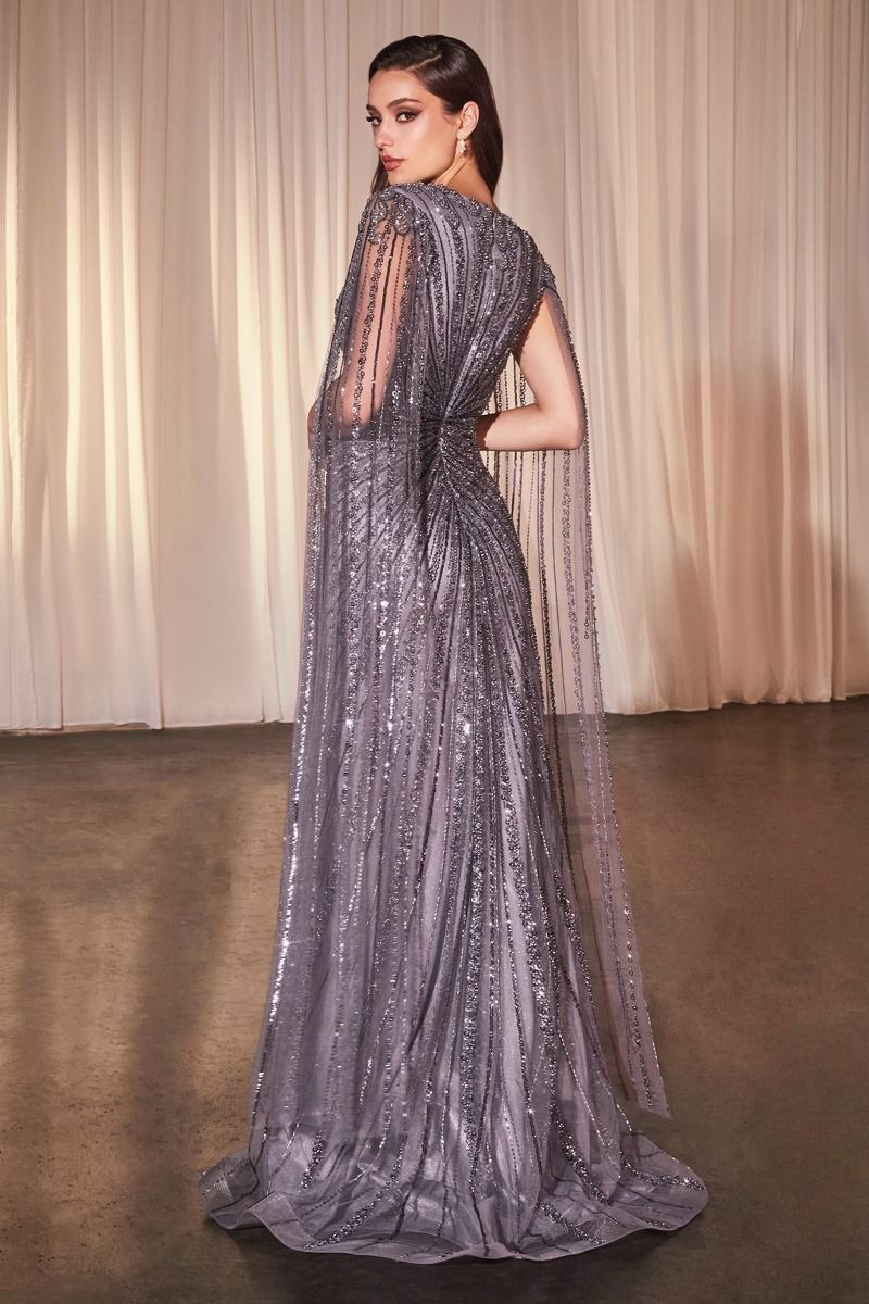 La Divine CD0239 - Long Sleeve Fully Beaded Sheath Gown