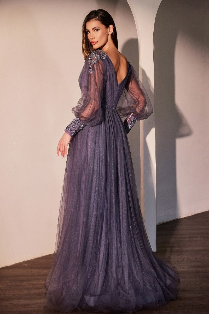 La Divine CD0938 - Long Sleeve Purple Dress