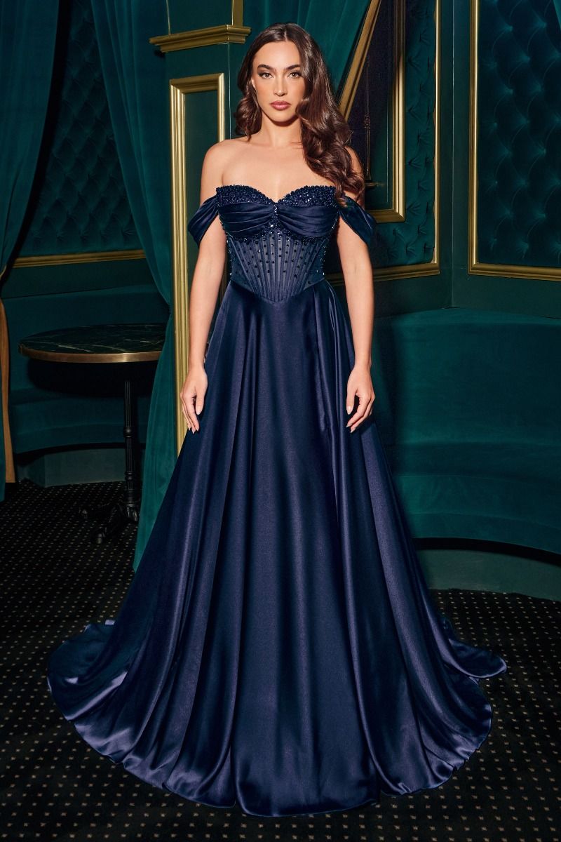 La Divine CD297 - Strapless Beaded Satin A Line Dress