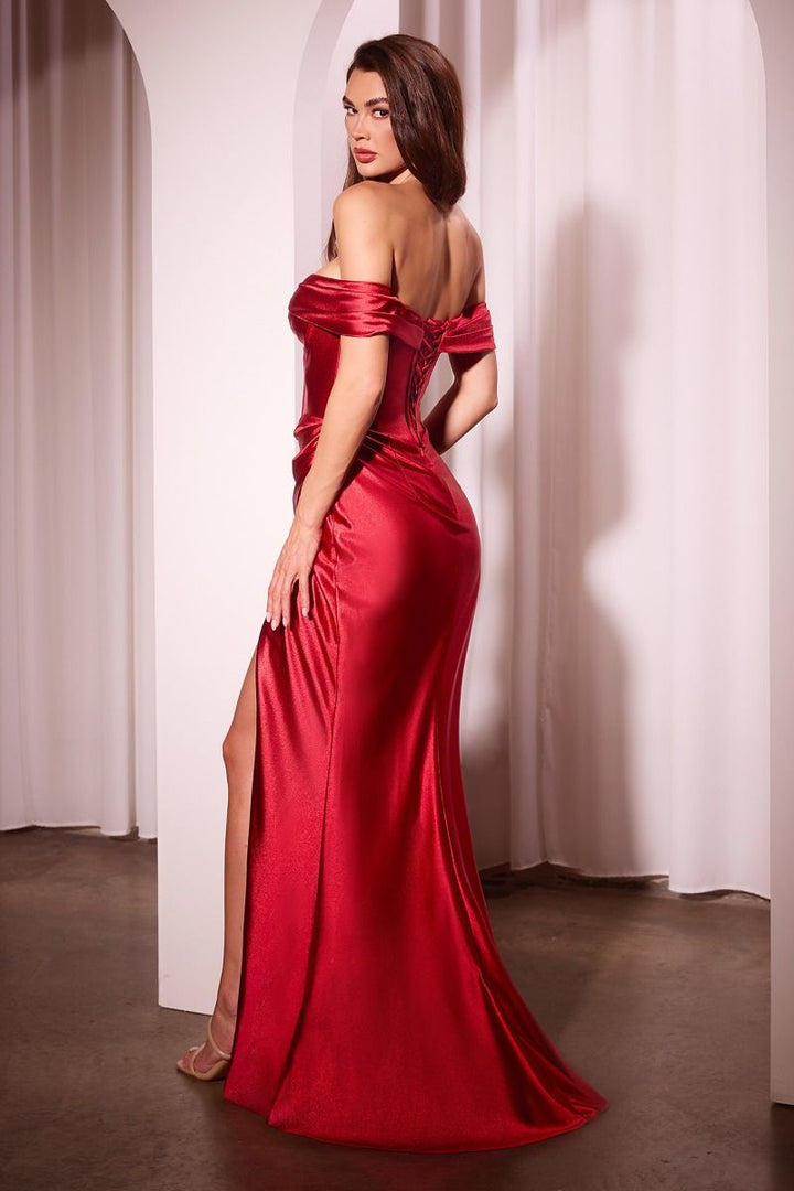 La Divine CD370 - Satin Off The Shoulder Fitted Gown