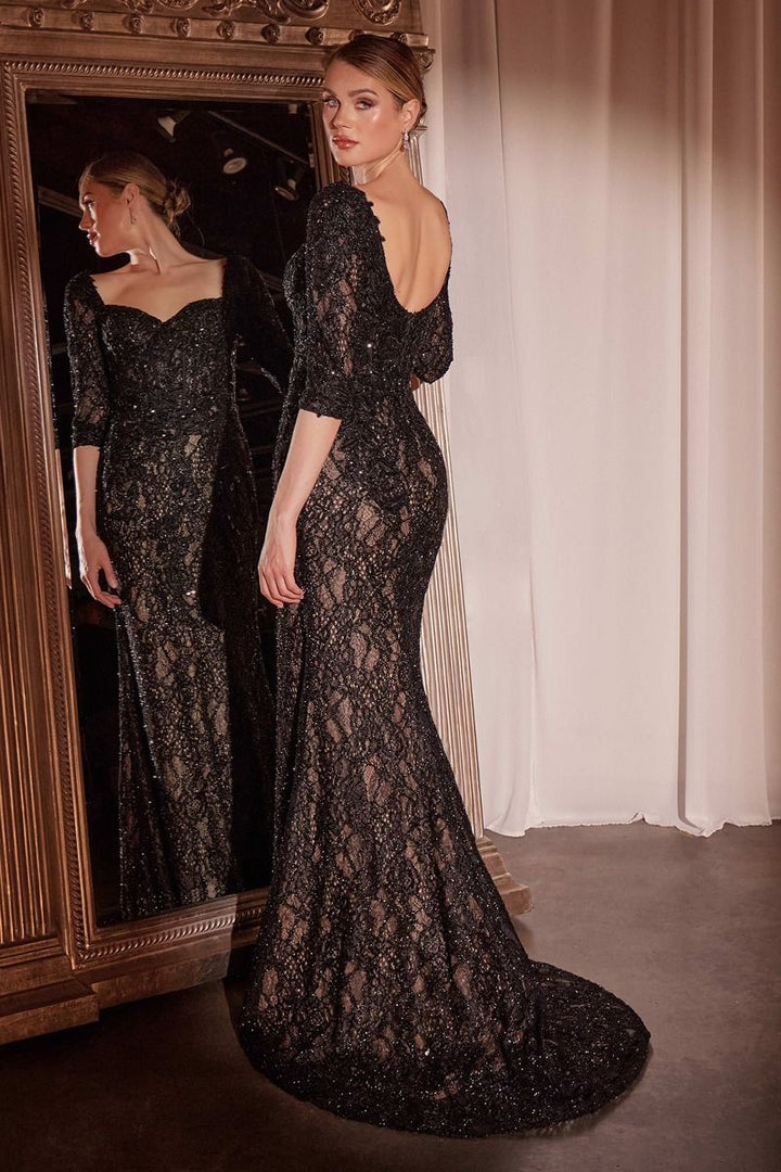 La Divine CD749 - Lace Fitted Dress with Overskirt