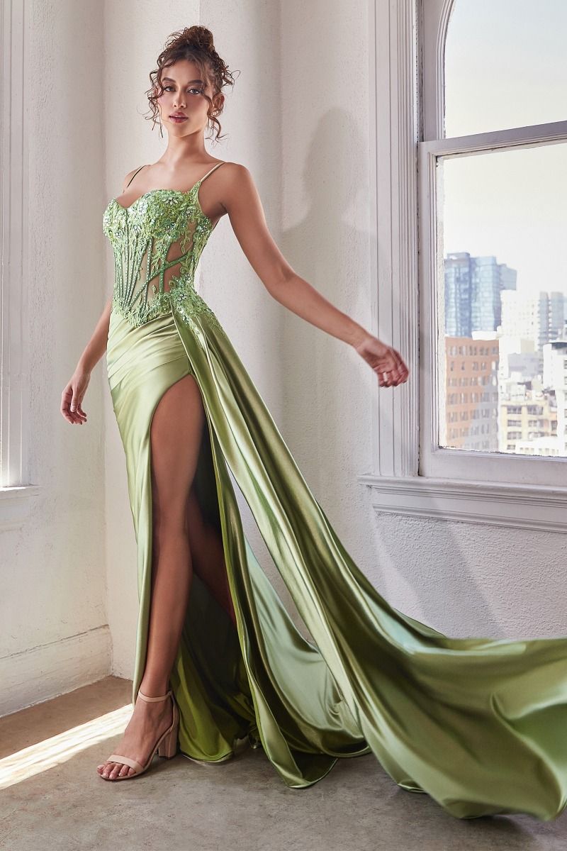 La Divine CD868 - Embellished Lace & Satin Fitted Gown