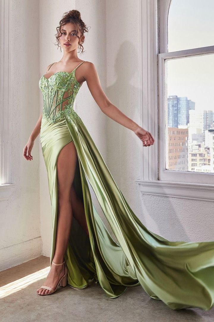 La Divine CD868 - Embellished Lace & Satin Fitted Gown