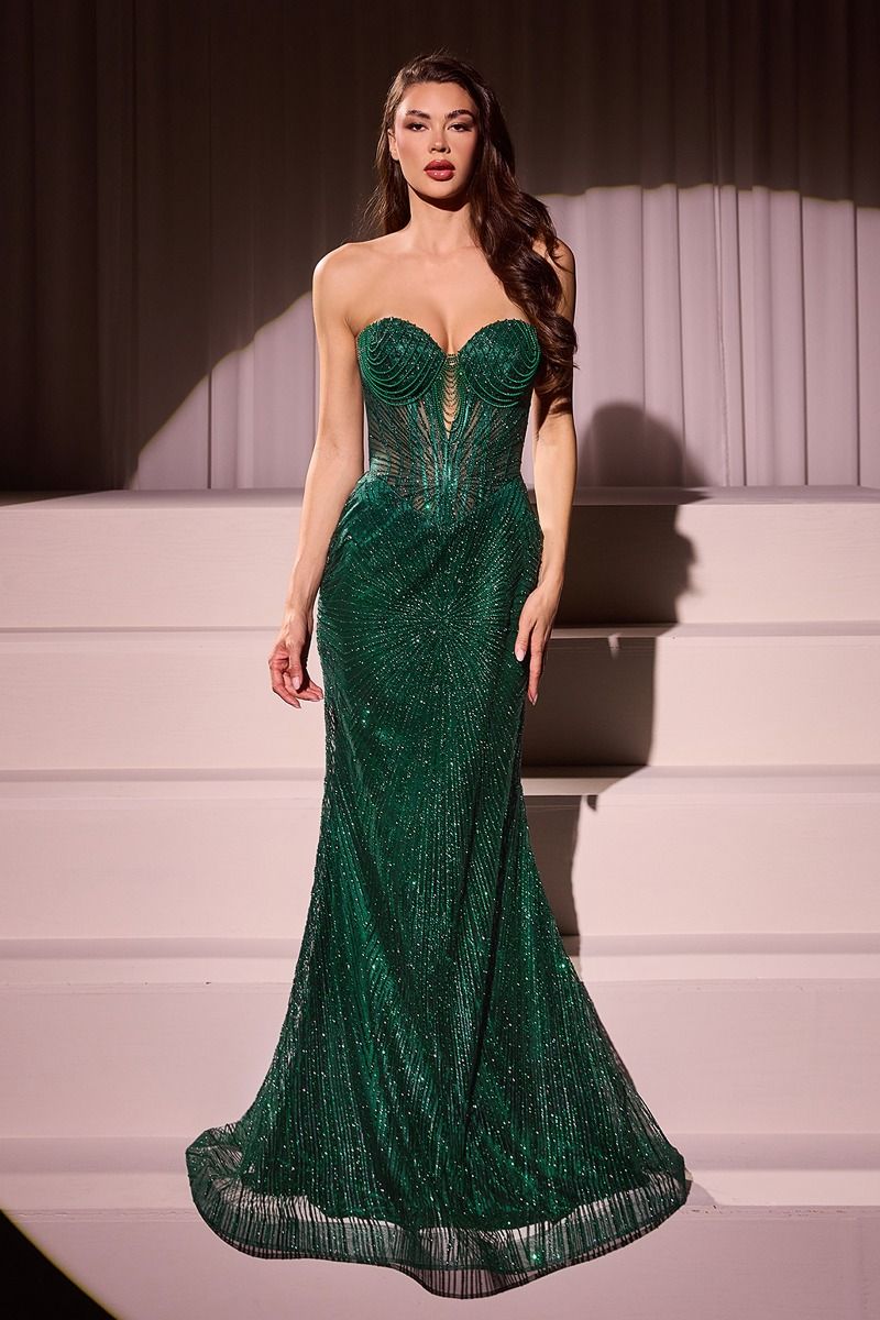 La Divine J871 - Strapless Glitter Gown