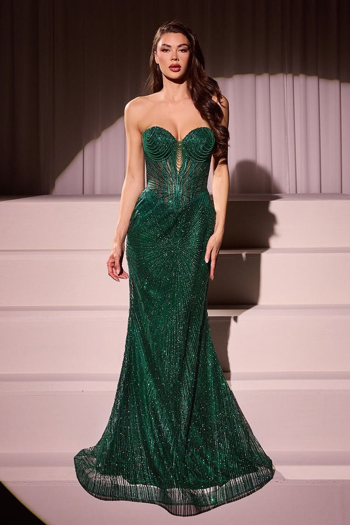 La Divine J871 - Strapless Glitter Gown