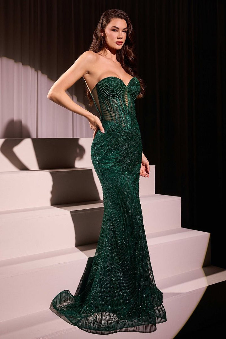 La Divine J871 - Strapless Glitter Gown