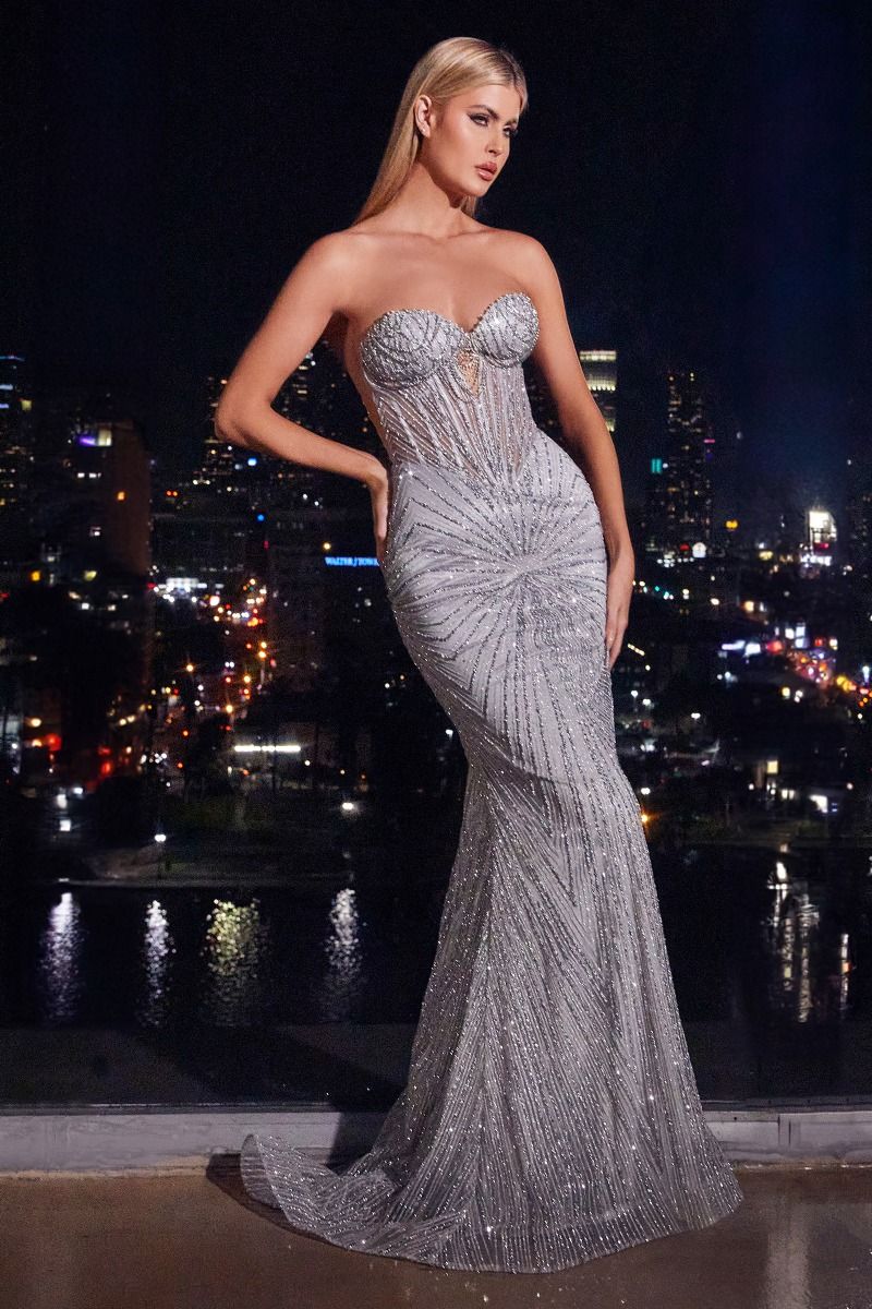 La Divine J871 - Strapless Glitter Gown