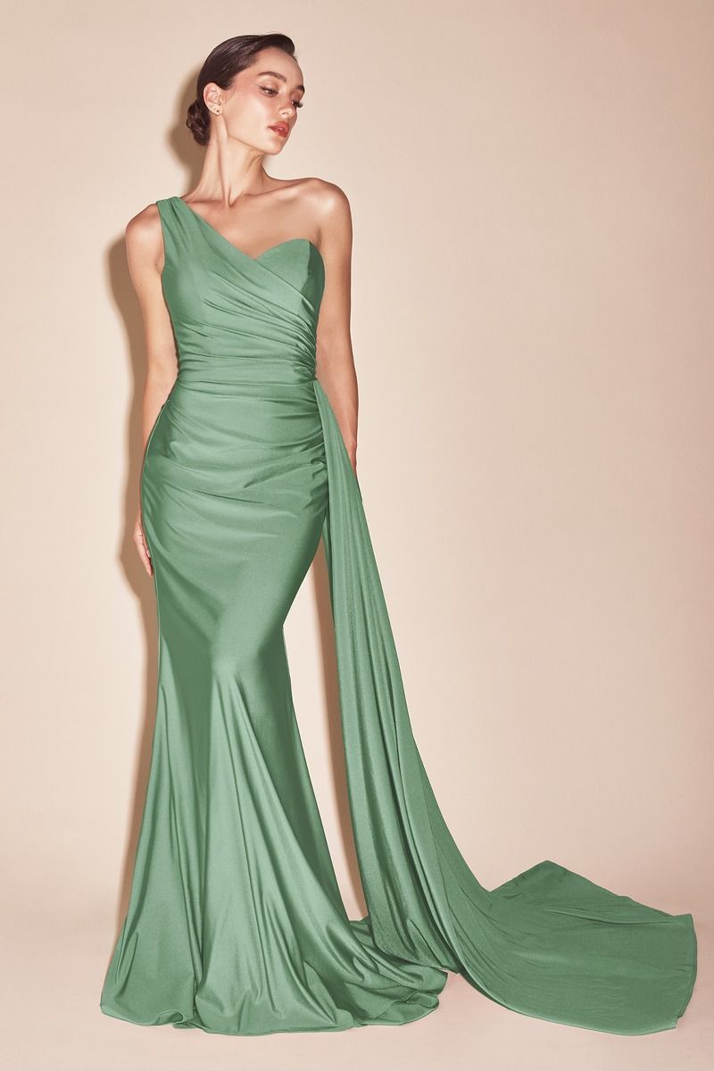 La Divine PT004 - One Shoulder Stretch Satin Gown