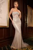 La Divine CD756 - Strapless Metallic Crystal Fitted Dress
