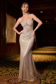 La Divine CD756 - Strapless Metallic Crystal Fitted Dress