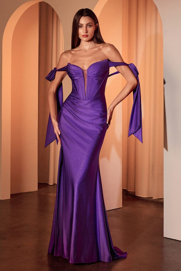 La Divine KV1120 - Off the Shoulder Stretch Spandex Fitted Gown