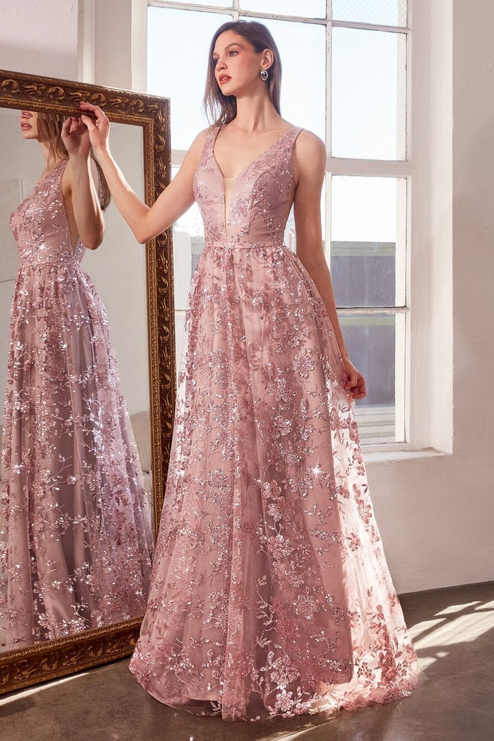 Amoris T606 - Glitter Fabric A-Line Gown