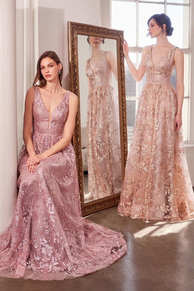 Amoris T606 - Glitter Fabric A-Line Gown