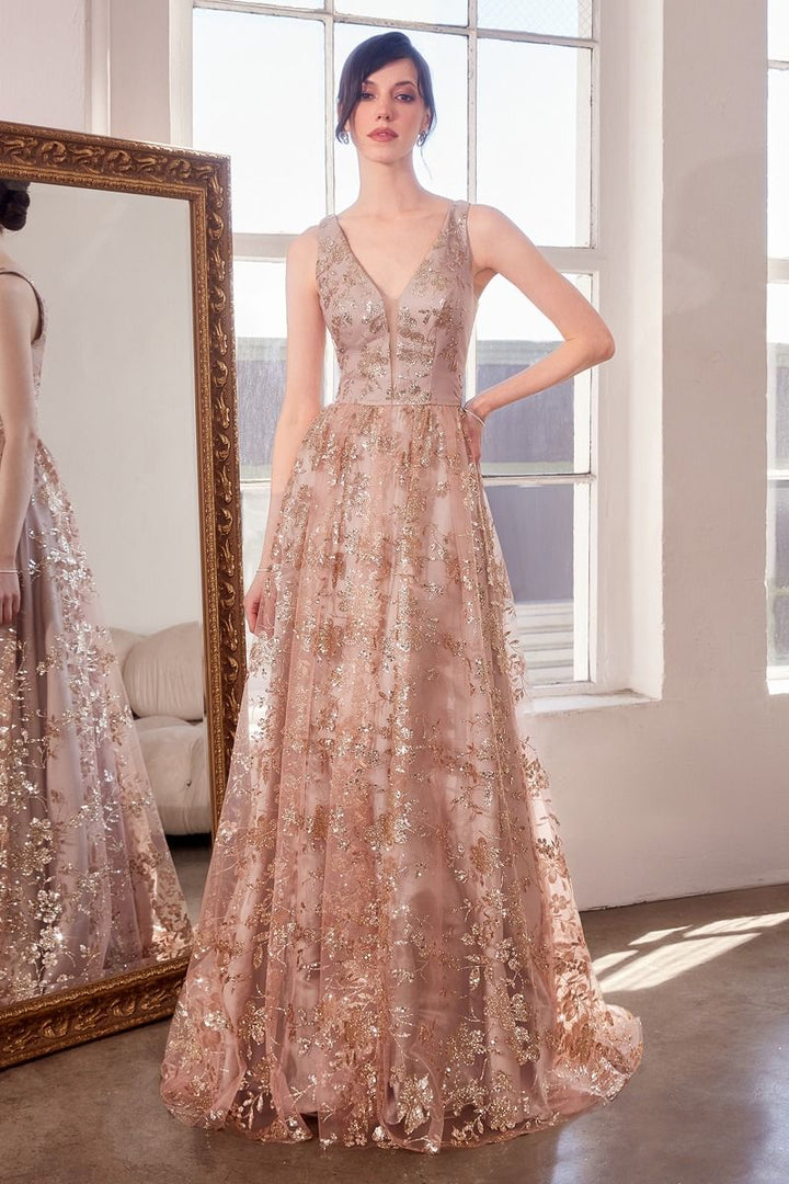 Amoris T606 - Glitter Fabric A-Line Gown