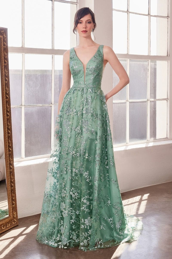 Amoris T606 - Glitter Fabric A-Line Gown