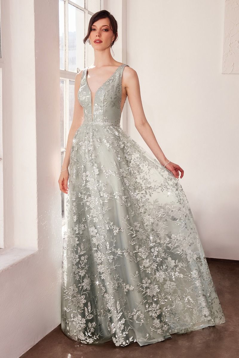 Amoris T606 - Glitter Fabric A-Line Gown