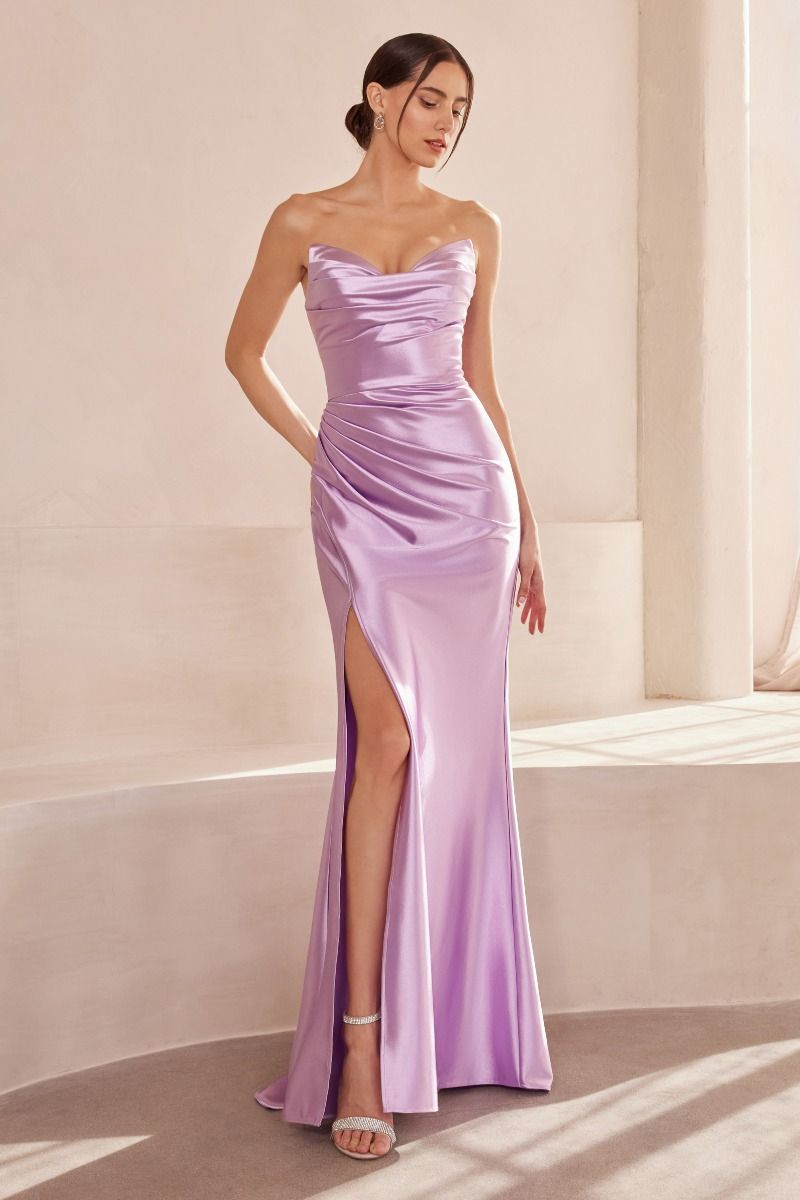 Amoris T704 - Satin Fitted Gown
