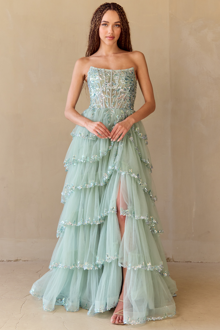 Amelia Couture 4033 - Ruffle Corset Gown