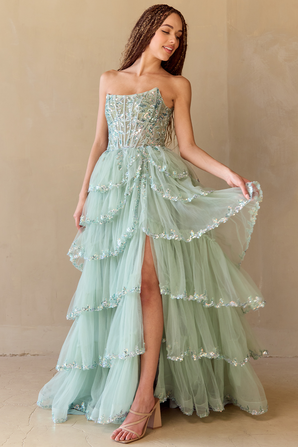 Amelia Couture 4033 - Ruffle Corset Gown