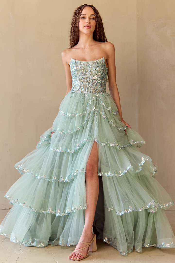 Amelia Couture 4033 - Ruffle Corset Gown