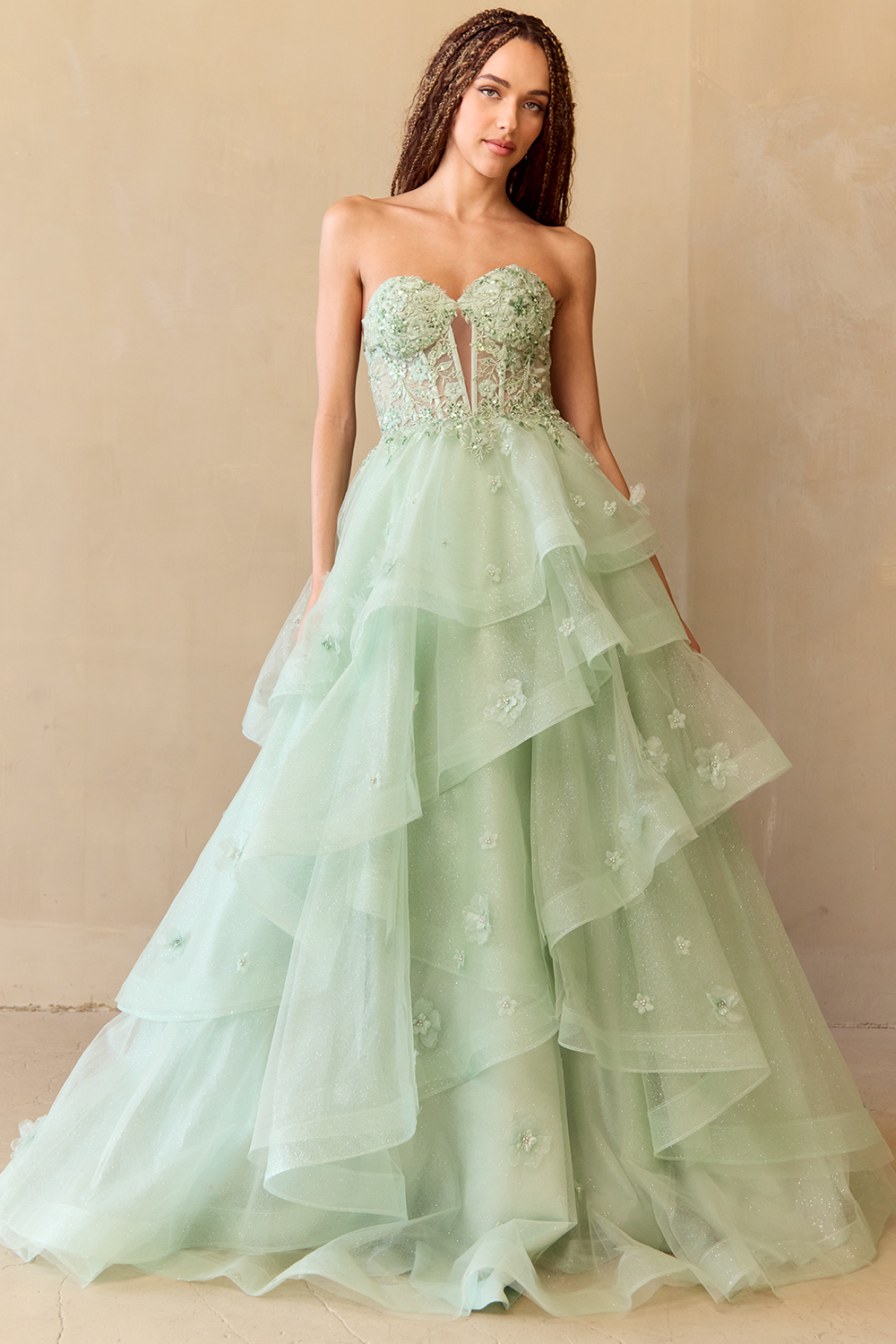 Amelia Couture 4900 - Strapless A-line Ruffle Gown