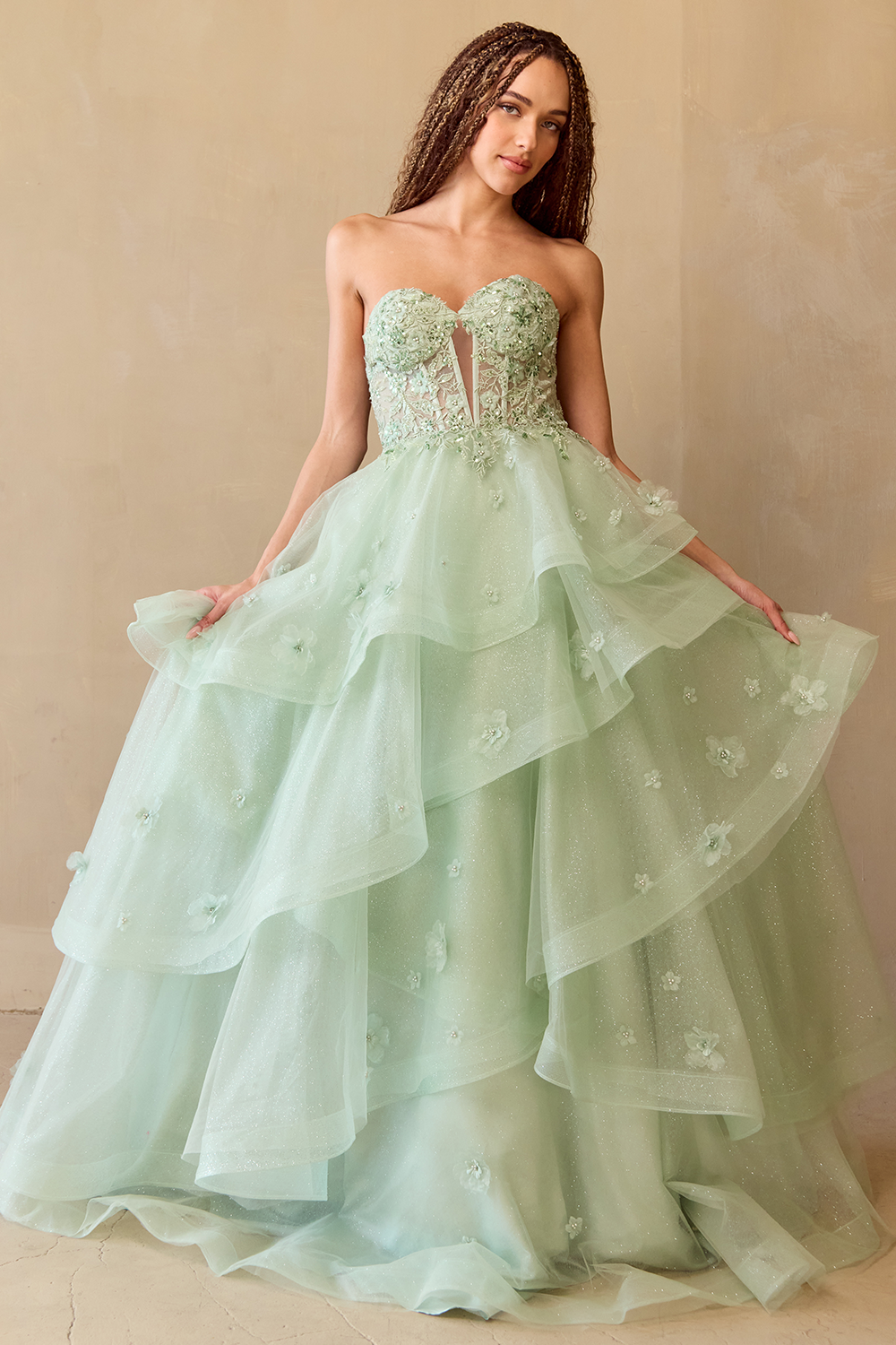 Amelia Couture 4900 - Strapless A-line Ruffle Gown