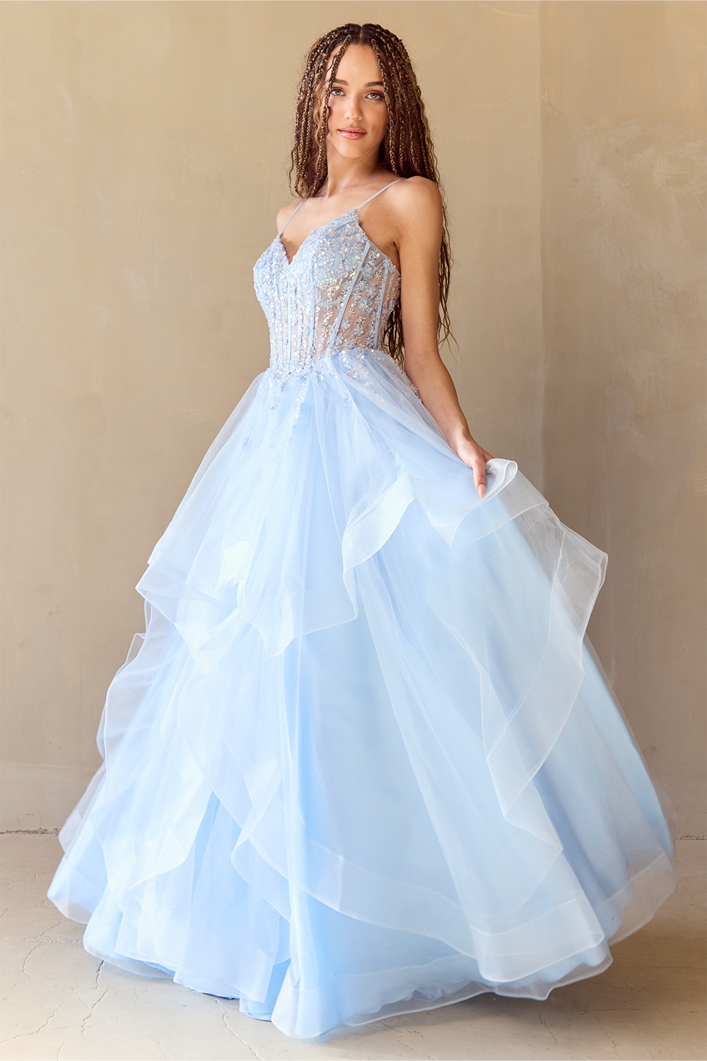 Amelia Couture 5068 - Tiered Ruffle Gown