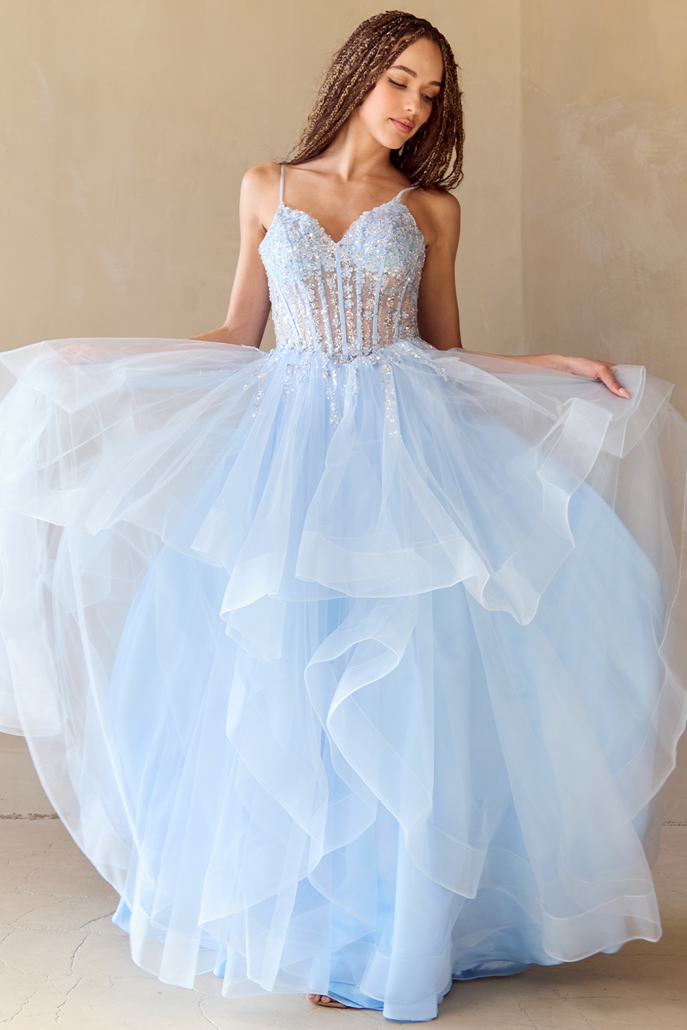 Amelia Couture 5068 - Tiered Ruffle Gown