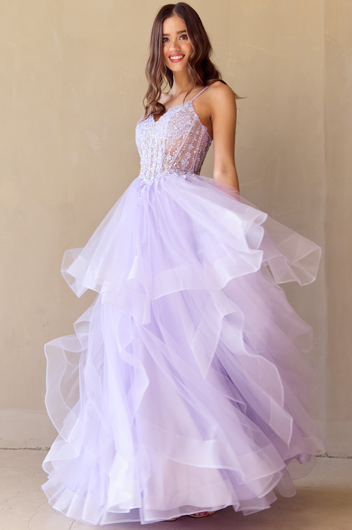 Amelia Couture 5068 - Tiered Ruffle Gown