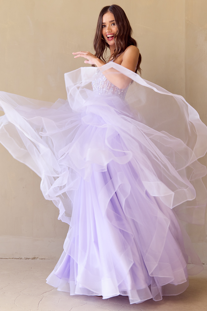 Amelia Couture 5068 - Tiered Ruffle Gown